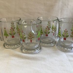 PIER 1 Glass Christmas Mugs - set of 4